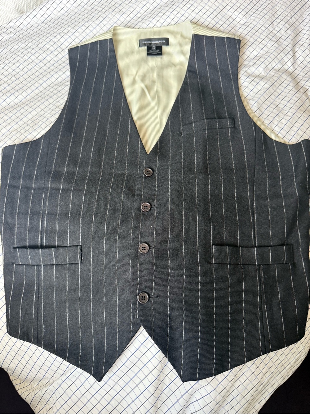 Vintage Club Monaco Black Pinstripe Men's Waistcoat Vest